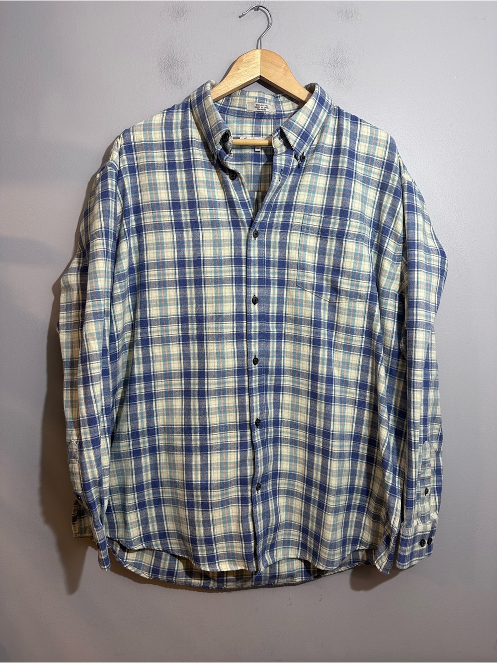 Foxfire mens long sleeve shirt button up blue flannel XL